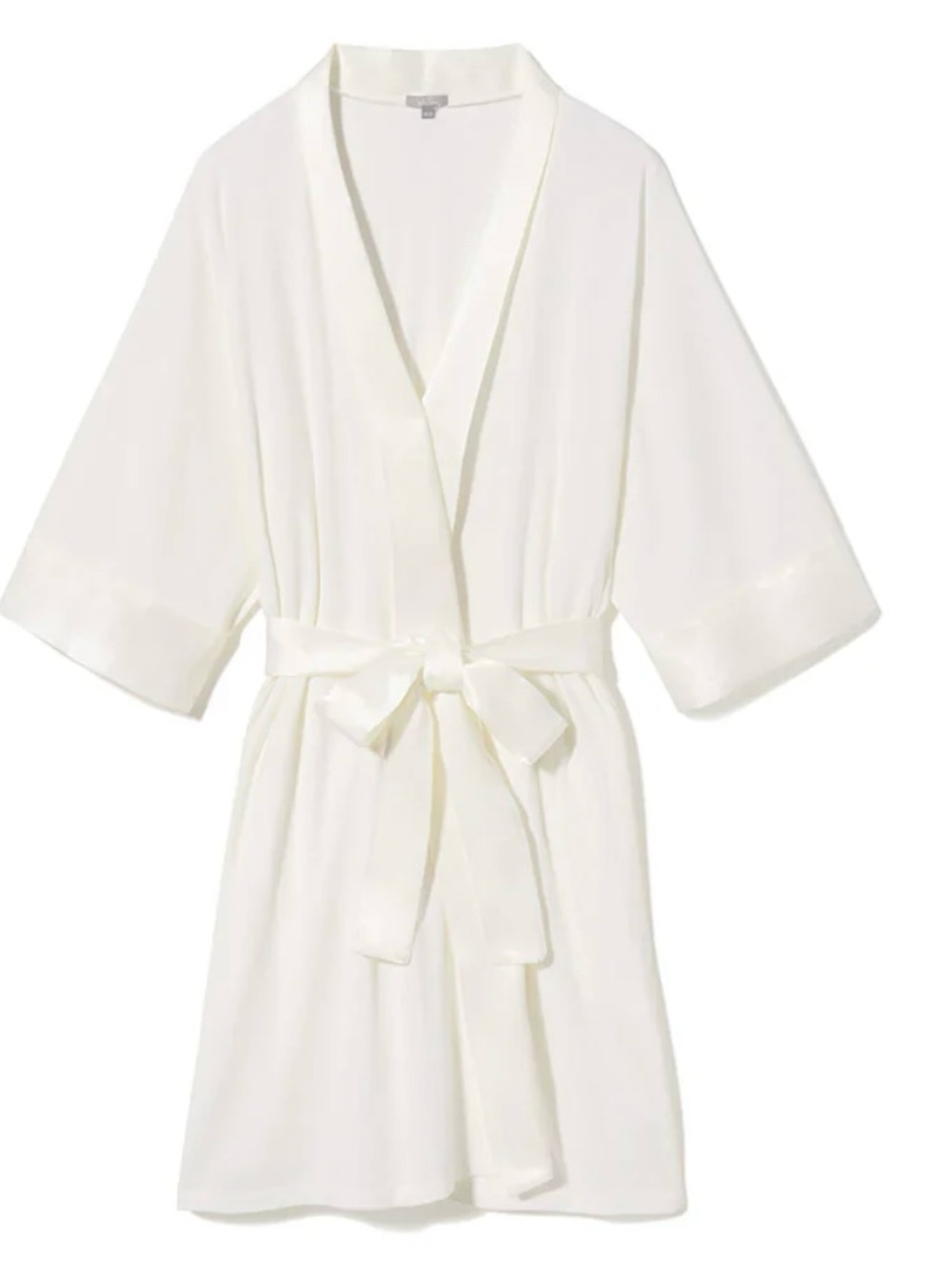 PJ Harlow White Kimono Robe with Satin Tie